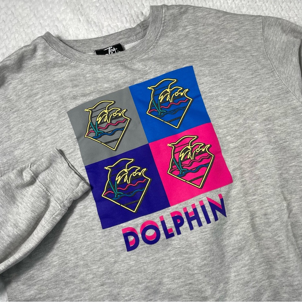 y2k Pink Dolphin Streetwear Essential Crewneck Sweatshirt Colorful Graphic
